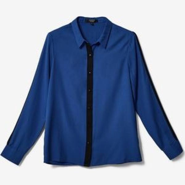 Camicia a maniche lunghe con bottoni blu e nero Jennyfer
