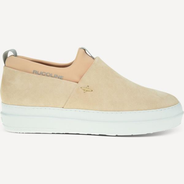 Slip contrasto interno in tessuto con punta tonda grigio e bianco Rucoline