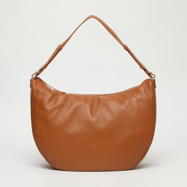 Borsa a tracolla con zip cammello Borbonese