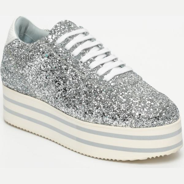 Sneakers a righe argento Chiara Ferragni