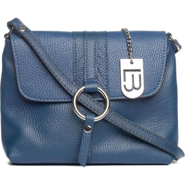 Borsa a tracolla con zip blu Italian bags