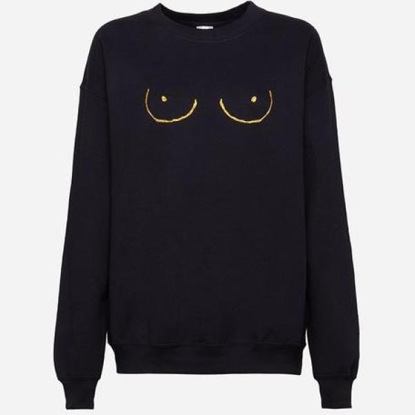 Felpa glitter girocollo nero e oro Glimmed