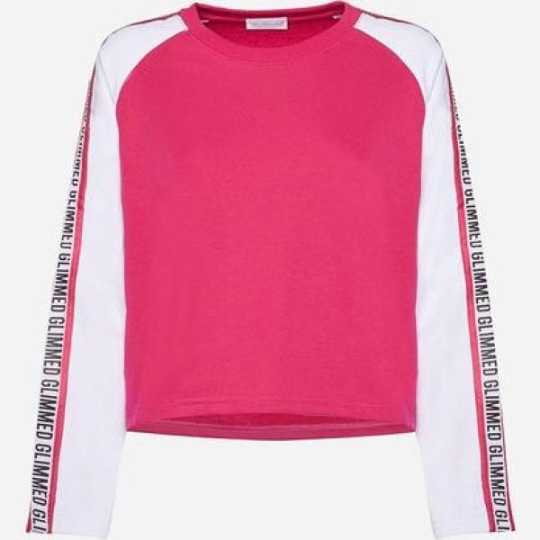 Felpa made italy girocollo fucsia e bianco Glimmed