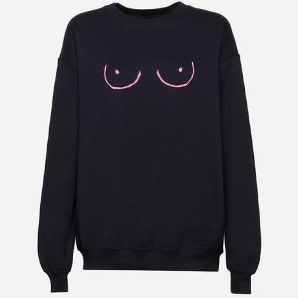 Felpa glitter girocollo nero e rosa Glimmed