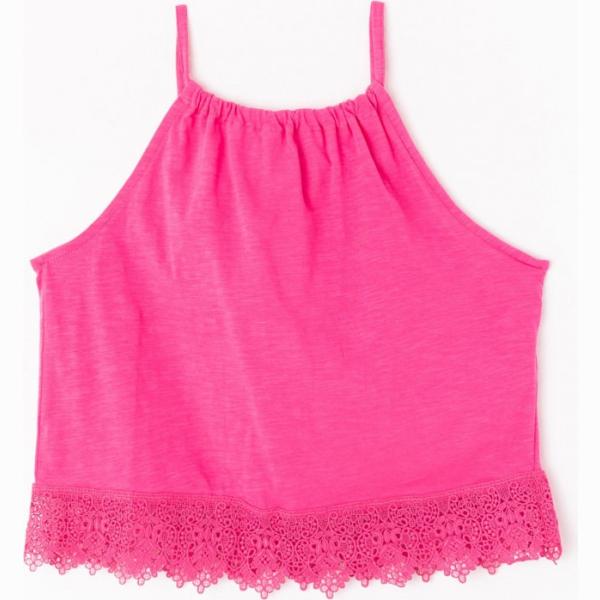 Top con spalline sottili crop tinta unita fucsia Terranova viola tinta unita