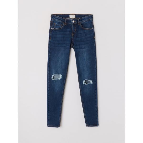 Jeans skinny effetto strappato in denim blu Terranova blu