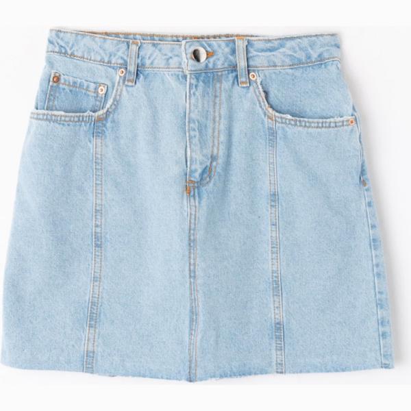 Gonna mini con zip in denim con orlo blu Terranova blu