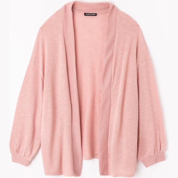Cardigan collo aperto tinta unita rosa Terranova rosa tinta unita
