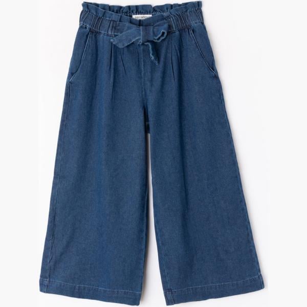 Pantalone paper bag in denim blu Terranova