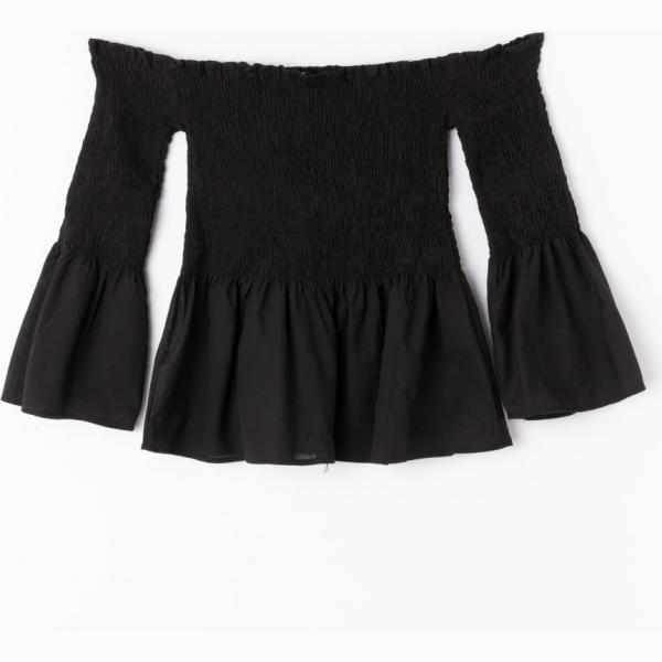 Blusa a zampa con scollo tinta unita nero Terranova nero tinta unita
