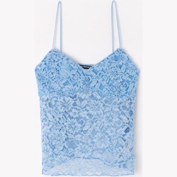 Canottiera con pizzo Terranova blu