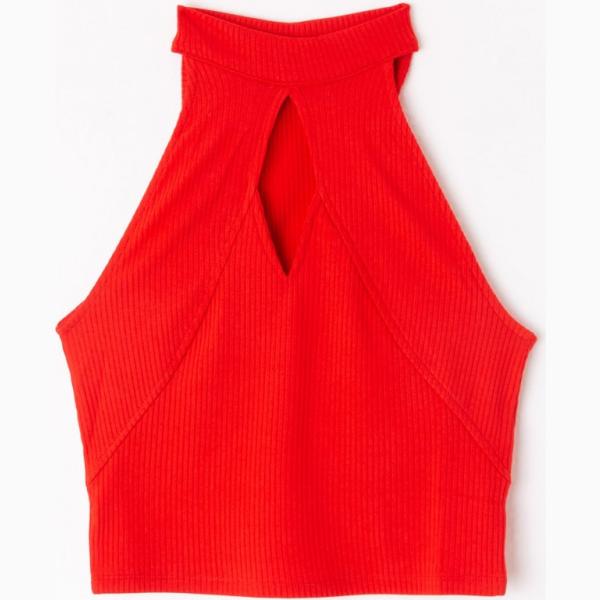 Crop top rosso Terranova rosso tinta unita