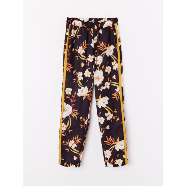Pantalone fantasia floreale nero Terranova nero a fiori