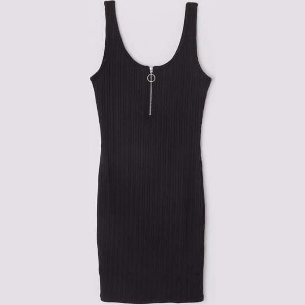 Vestito corto con zip nero Terranova nero a righe