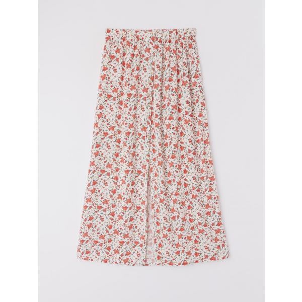 Gonna lunga fantasia floreale con bottoni bianco Terranova bianco a fiori