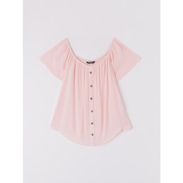 Blusa con spalle scoperte tinta unita rosa e pastello Terranova rosa tinta unita