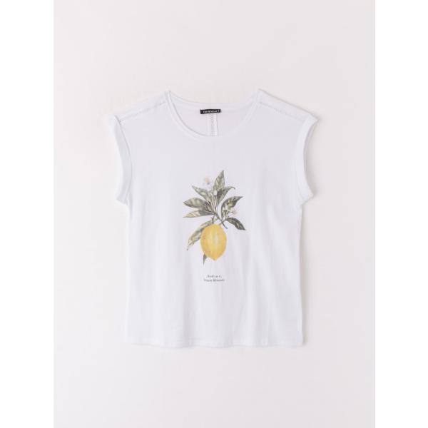 T-shirt con stampa girocollo a maniche corte bianco Terranova bianco con stampe