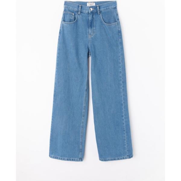 Pantalone wide leg vita alta in denim blu Terranova blu