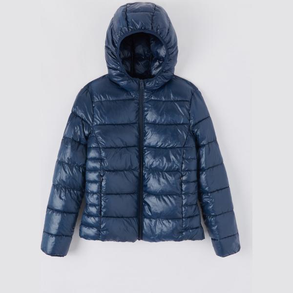 Piumino con cappuccio e zip blu Terranova blu