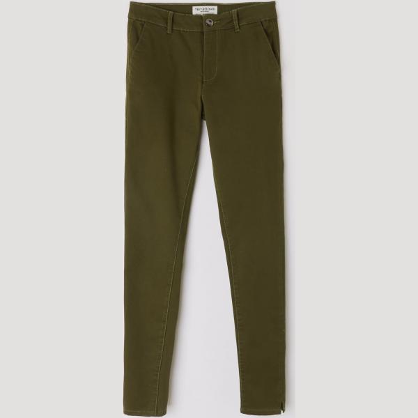 Pantalone skinny stile militare twill verde Terranova verde tinta unita