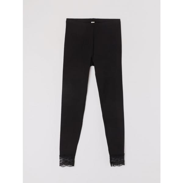 Leggings con pizzo tinta unita nero Terranova nero tinta unita