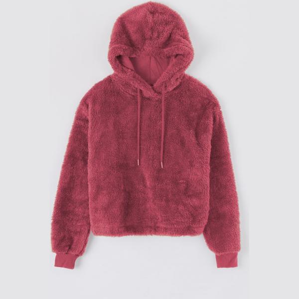 Felpa con cappuccio a maniche lunghe crop Terranova viola