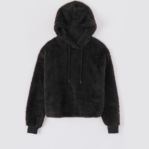 Felpa con cappuccio a maniche lunghe crop nero Terranova nero