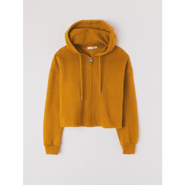 Felpa con cappuccio crop con zip giallo Terranova giallo