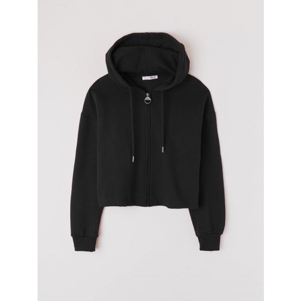 Felpa con cappuccio crop con zip nero Terranova nero