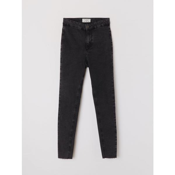 Jeggings vita alta in denim nero Terranova
