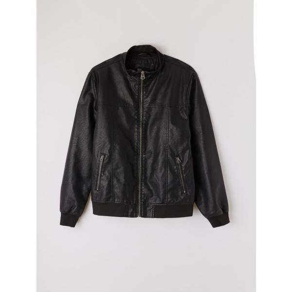 Bomber collo alto in ecopelle nero Terranova nero tinta unita