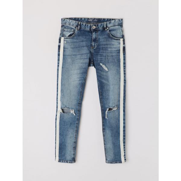 Jeans skinny effetto strappato in denim blu Terranova blu