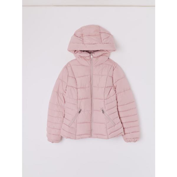 Piumino con cappuccio e zip tinta unita rosa Terranova rosa tinta unita