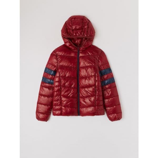Piumino con cappuccio a maniche lunghe con zip bordeaux Terranova viola
