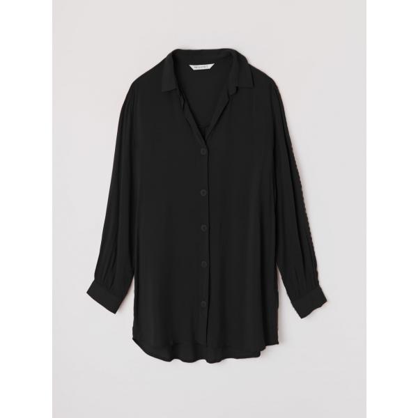 Camicia maxi collo classico a maniche lunghe tinta unita nero Terranova nero tinta unita