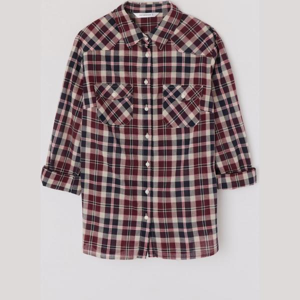 Camicia a quadri bordeaux Terranova viola a quadri