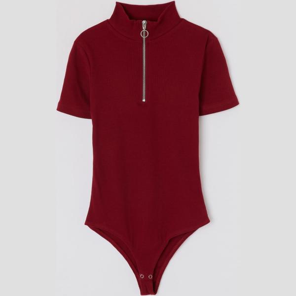 Body a coste con zip tinta unita bordeaux Terranova viola tinta unita