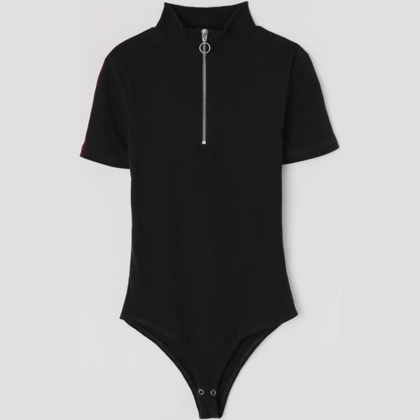 Body a coste con zip tinta unita nero Terranova nero tinta unita