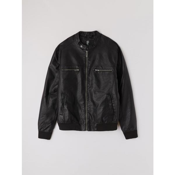 Bomber in ecopelle nero Terranova nero tinta unita