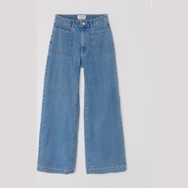 Pantalone wide leg in denim con tasche blu Terranova blu