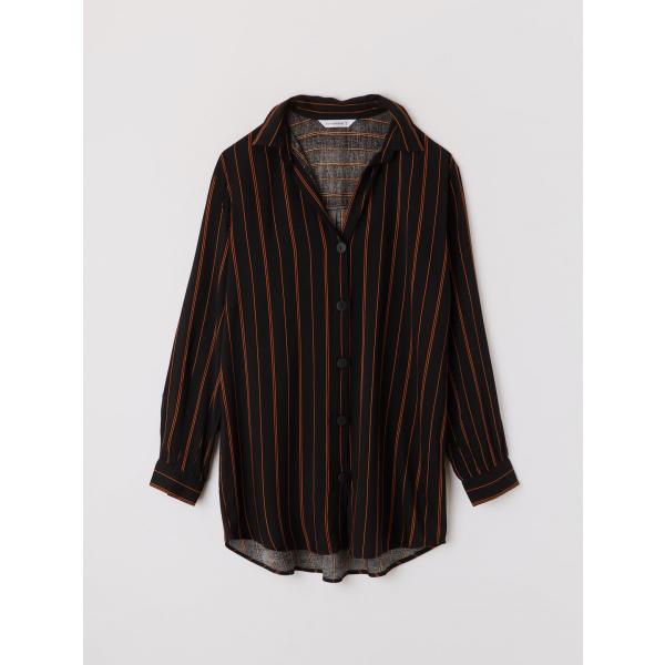 Camicia maxi a righe collo classico nero Terranova nero a righe