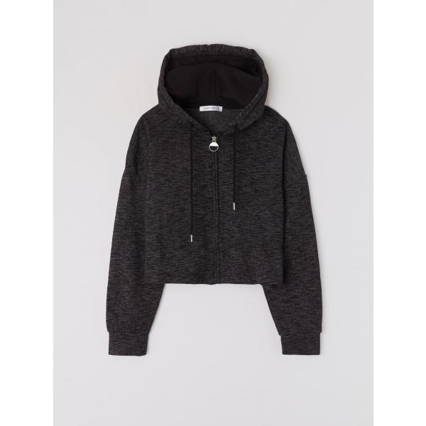 Felpa con cappuccio crop con zip grigio Terranova grigio