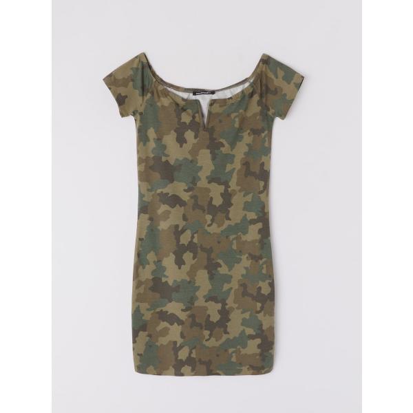 Vestito corto stile militare verde Terranova verde military