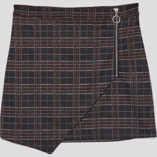 Gonna mini fantasia con zip nero Terranova nero scozzese