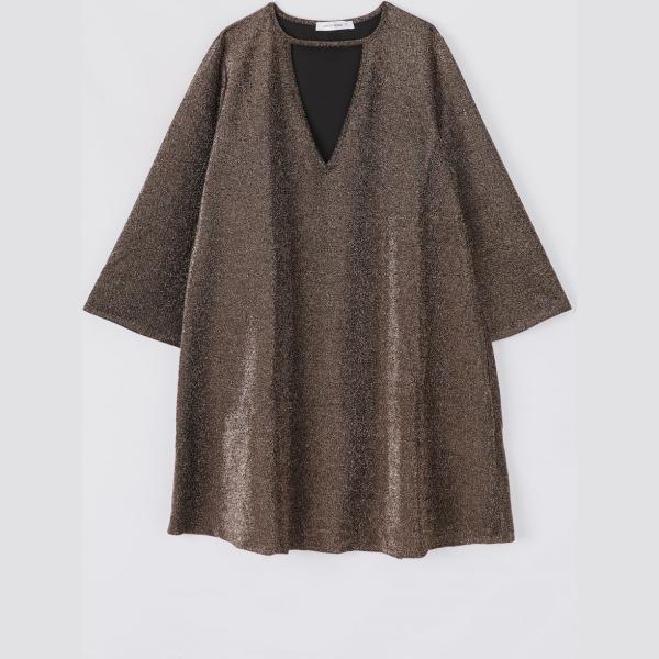 Vestito forma svasata girocollo a maniche lunghe Terranova marrone