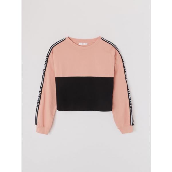T-shirt fantasia a maniche lunghe crop rosa Terranova rosa