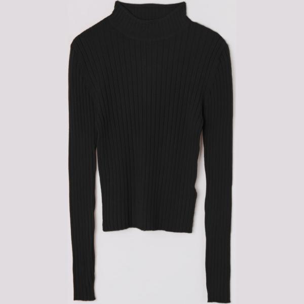 Maglia a coste nero Terranova nero tinta unita