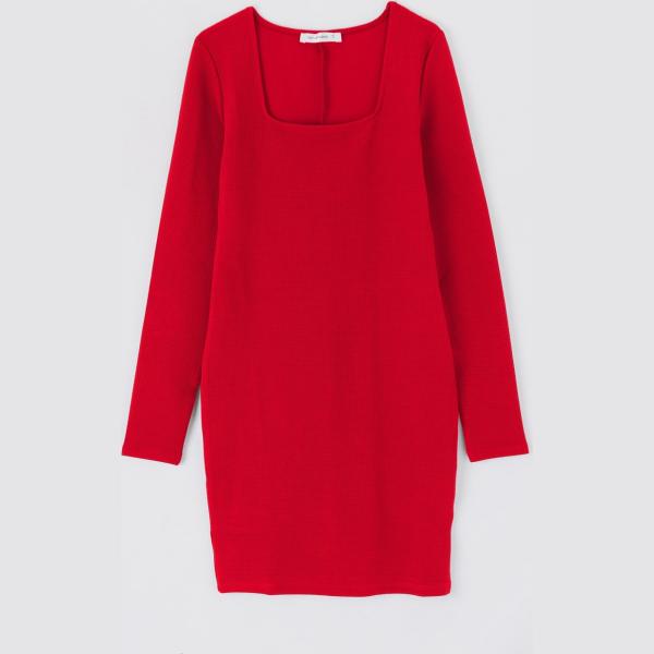 Vestito corto con tacco squadrato rosso Terranova rosso tinta unita