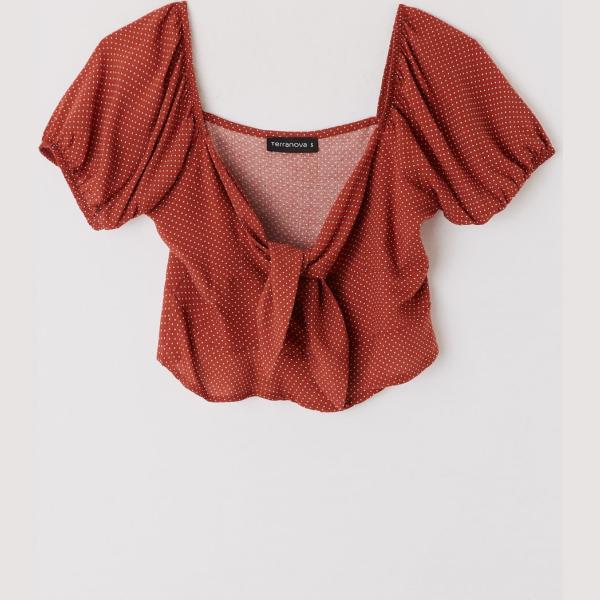 Blusa con nodi a pois Terranova rosso a pois