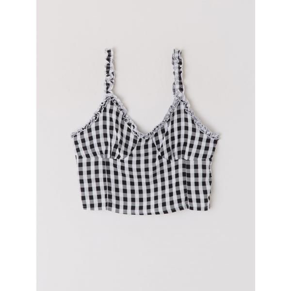 Top a quadri crop nero Terranova nero a quadri
